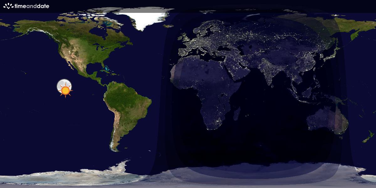 Verdenskart som viser dag og natt 