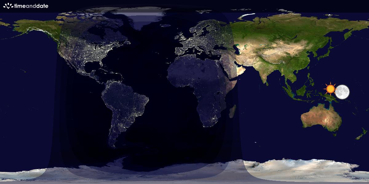 Verdenskart som viser dag og natt 