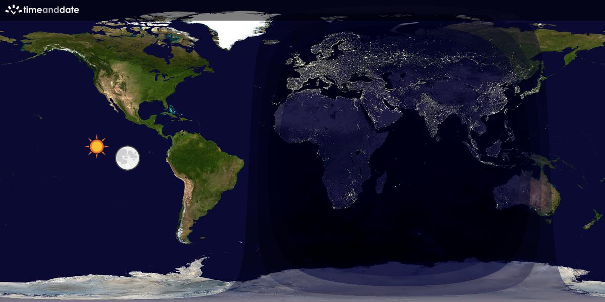 Verdenskart som viser dag og natt 