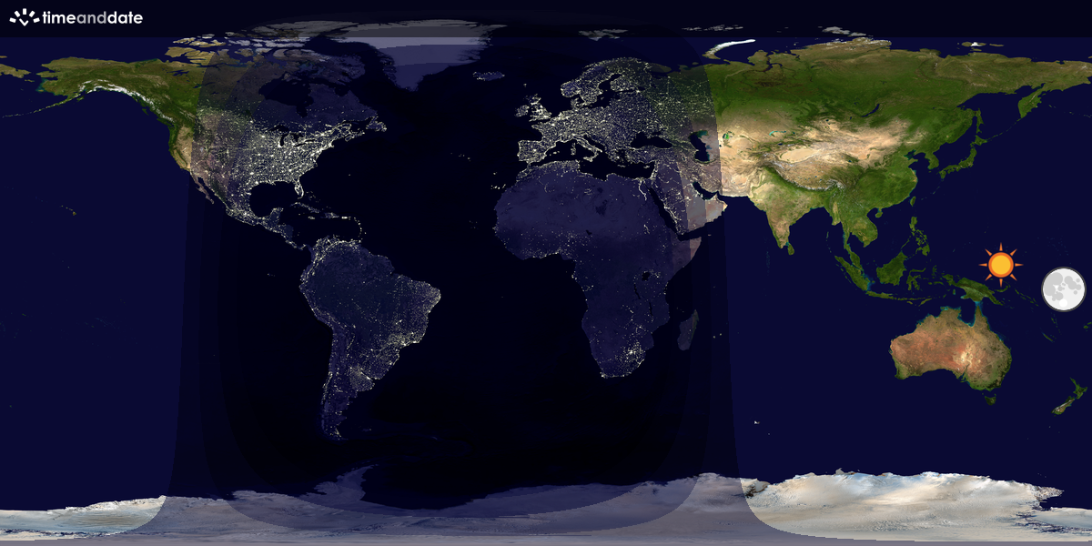 Verdenskart som viser dag og natt 