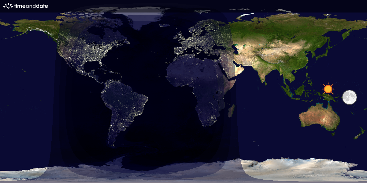 Verdenskart som viser dag og natt 