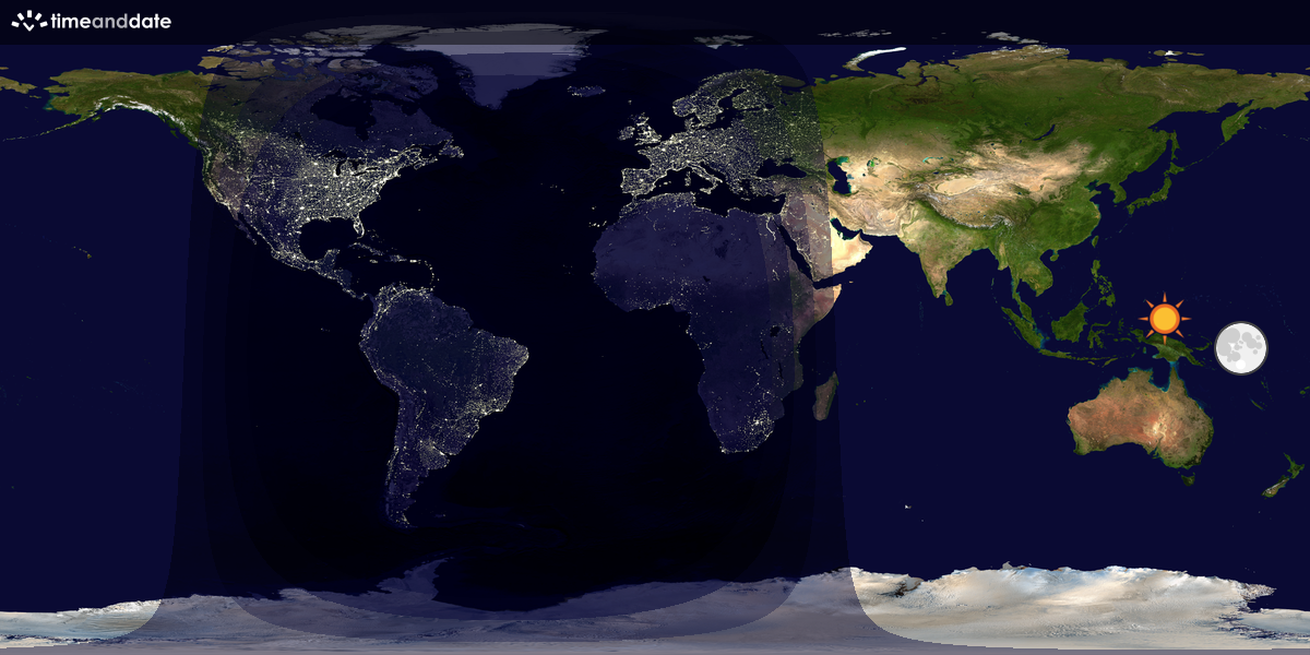 Verdenskart som viser dag og natt 