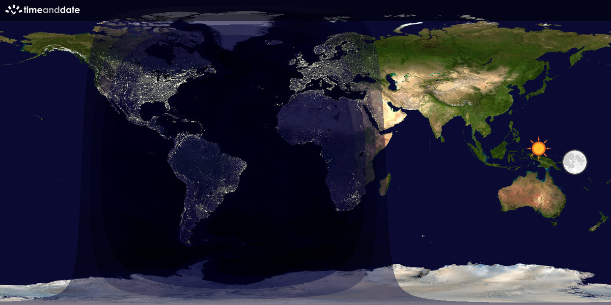 Verdenskart som viser dag og natt 
