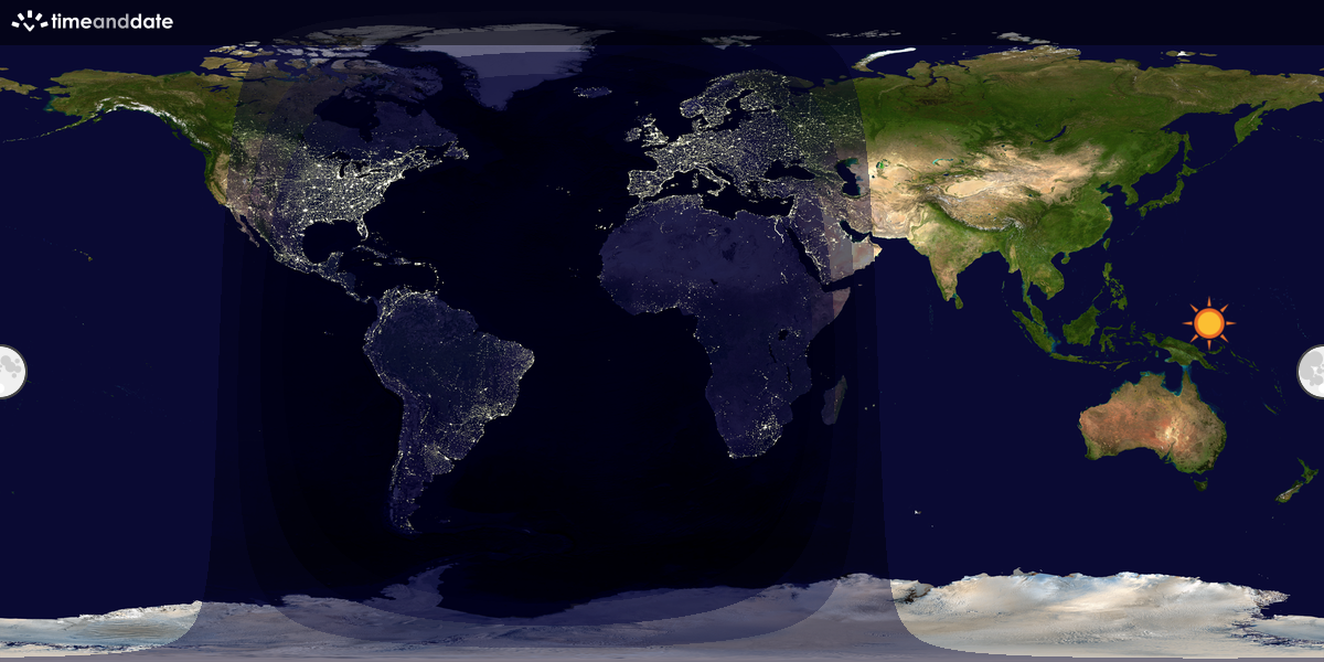 Verdenskart som viser dag og natt 