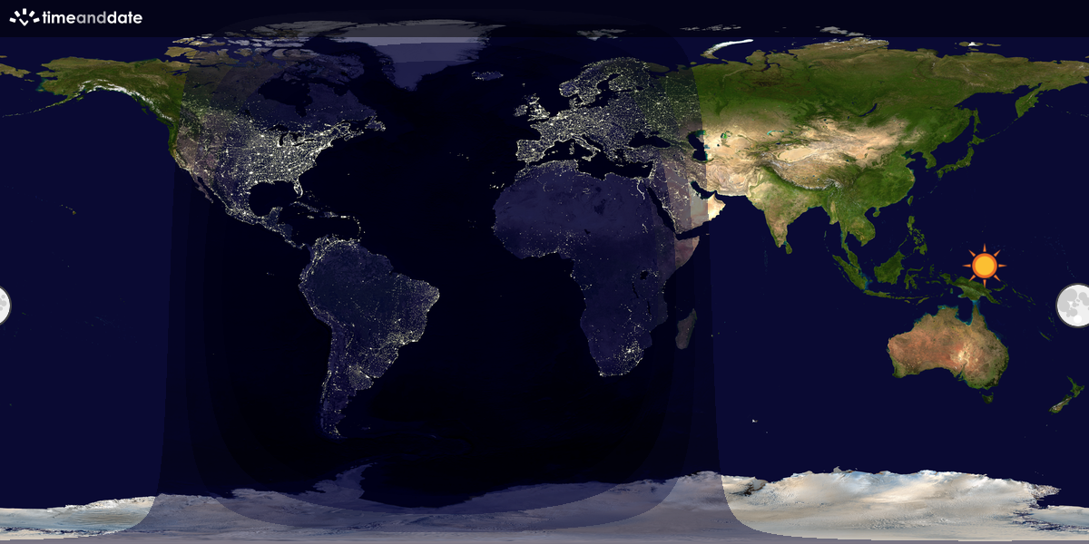 Verdenskart som viser dag og natt 