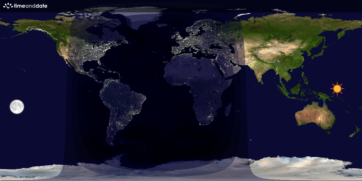 Verdenskart som viser dag og natt 