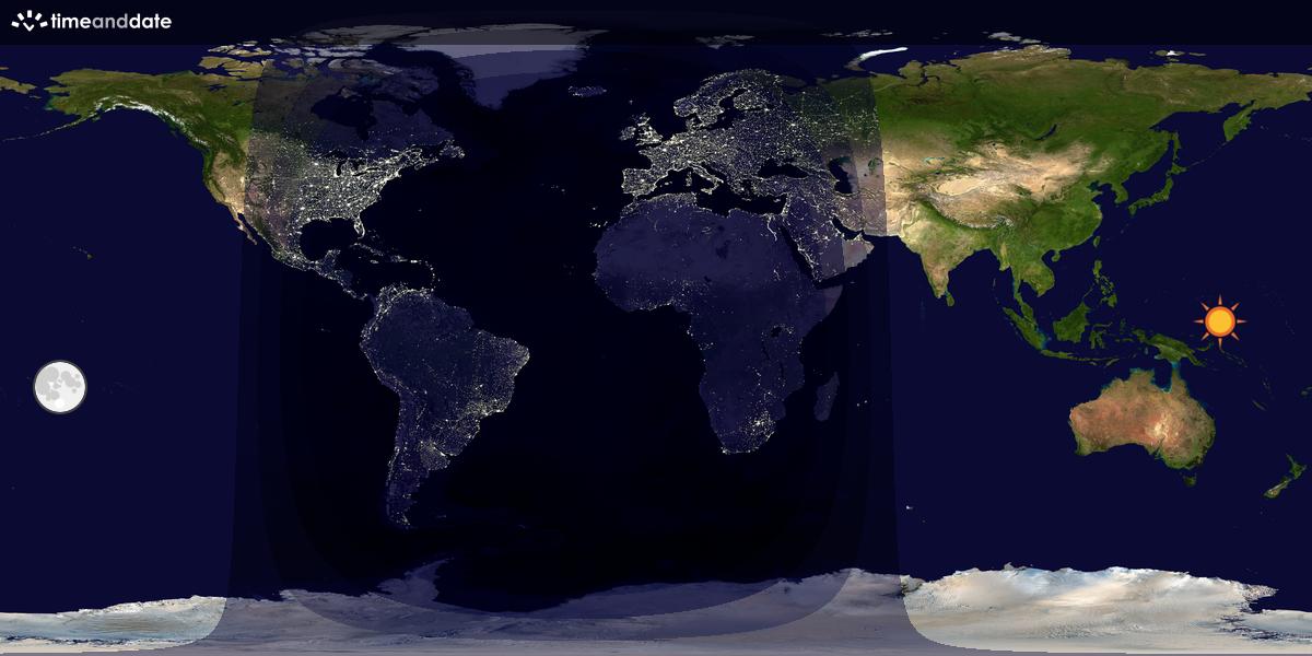 Verdenskart som viser dag og natt 