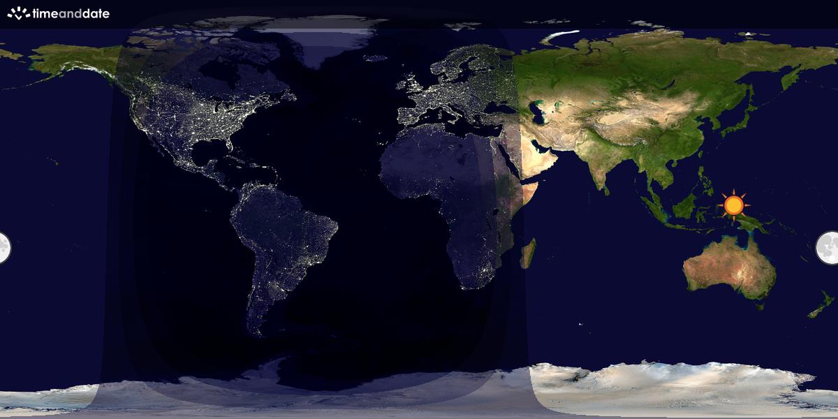 Verdenskart som viser dag og natt 