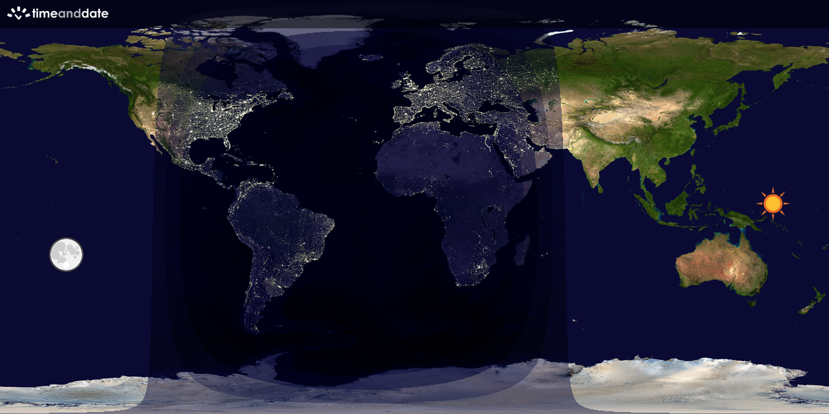 Verdenskart som viser dag og natt 