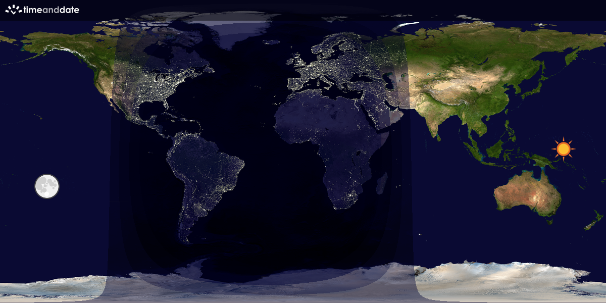 Verdenskart som viser dag og natt 