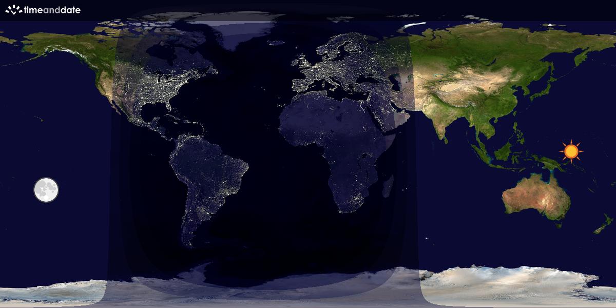 Verdenskart som viser dag og natt 