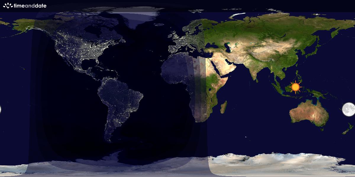 Verdenskart som viser dag og natt 