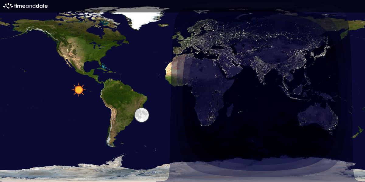 Verdenskart som viser dag og natt 