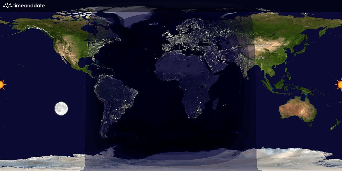 Verdenskart som viser dag og natt 