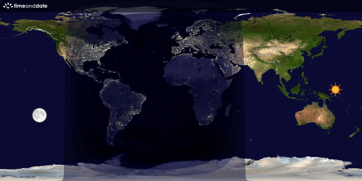 Verdenskart som viser dag og natt 