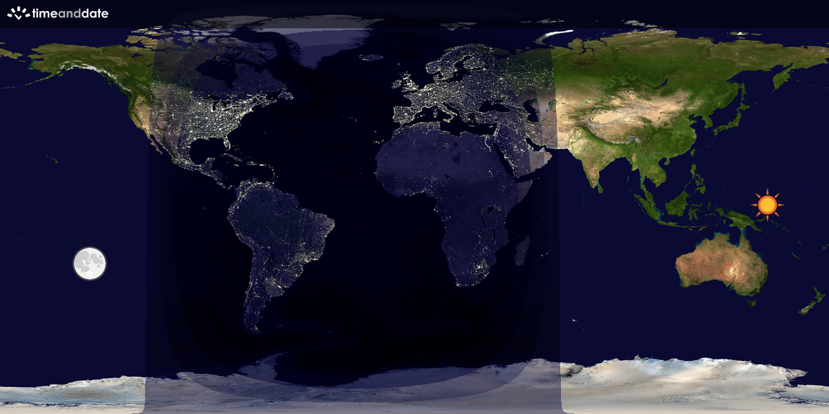 Verdenskart som viser dag og natt 