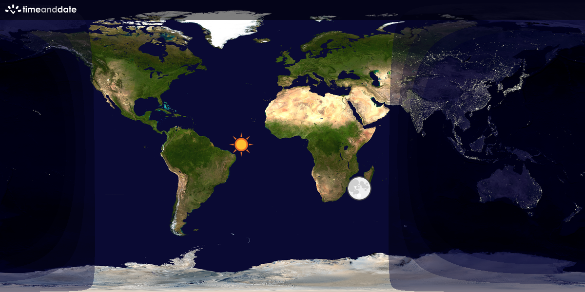 Verdenskart som viser dag og natt 