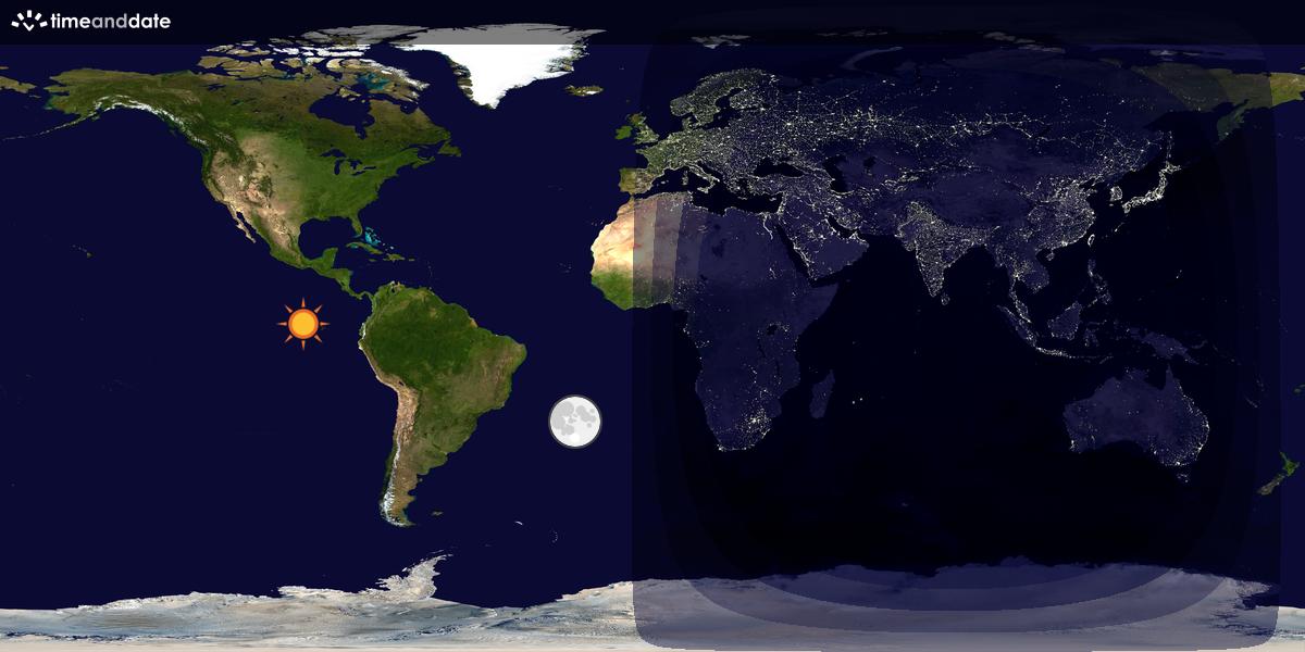 Verdenskart som viser dag og natt 