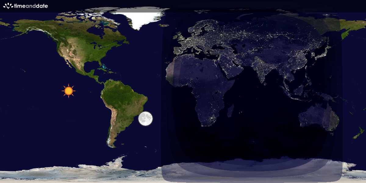 Verdenskart som viser dag og natt 