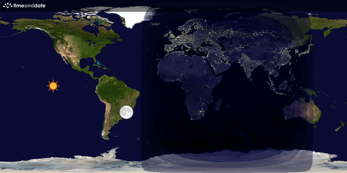 Verdenskart som viser dag og natt 