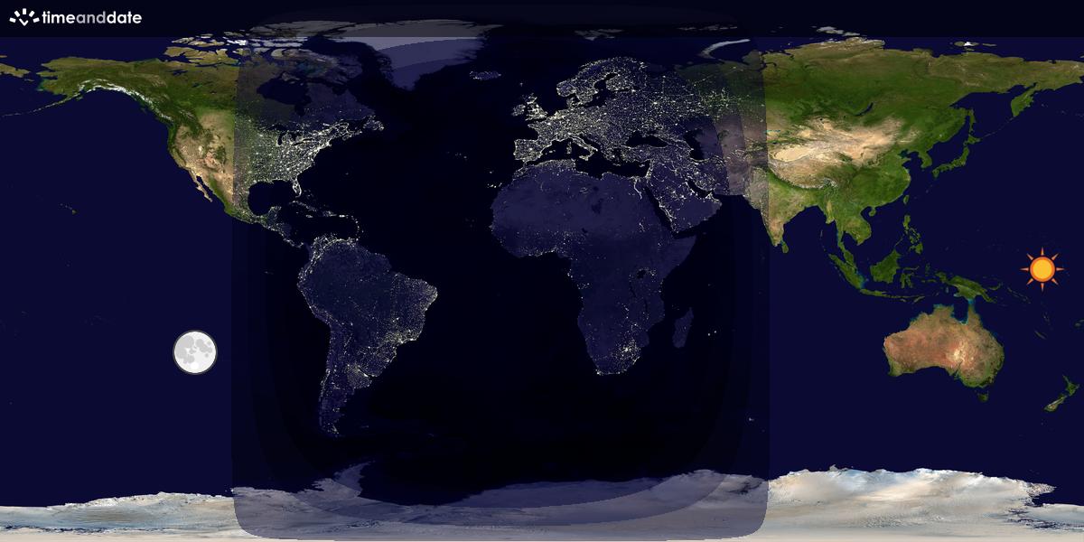 Verdenskart som viser dag og natt 