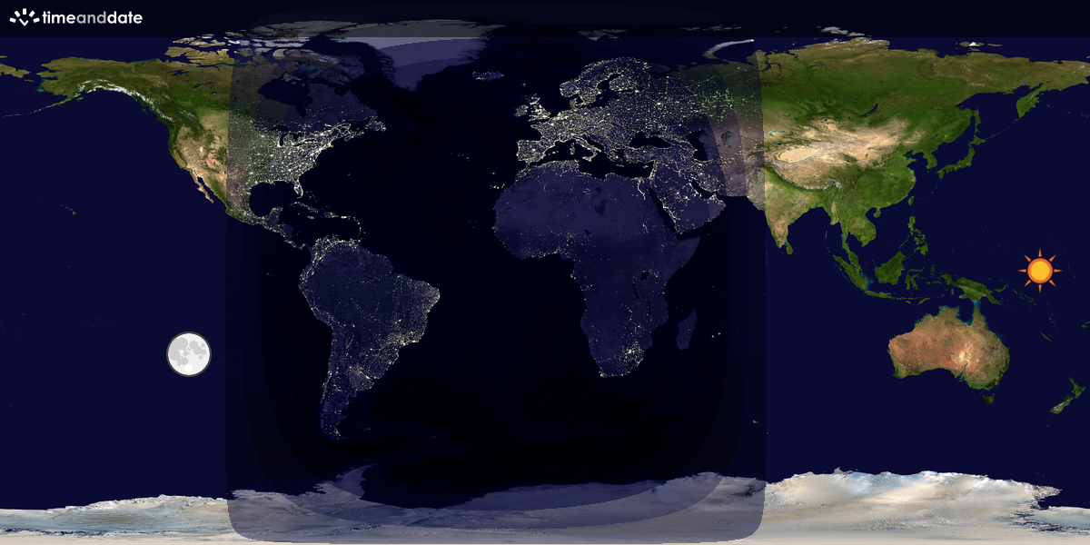 Verdenskart som viser dag og natt 