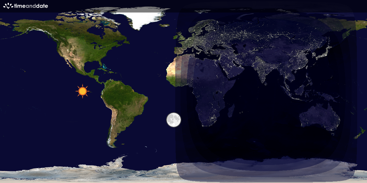 Verdenskart som viser dag og natt 