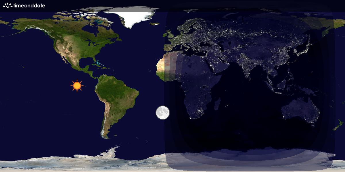 Verdenskart som viser dag og natt 
