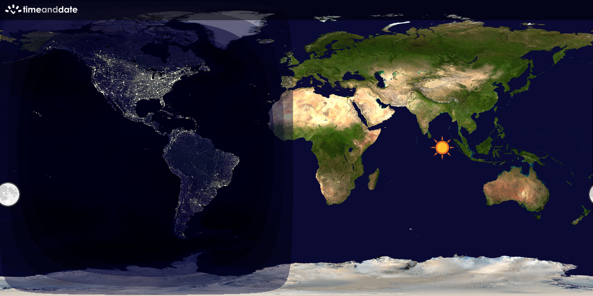 Verdenskart som viser dag og natt 