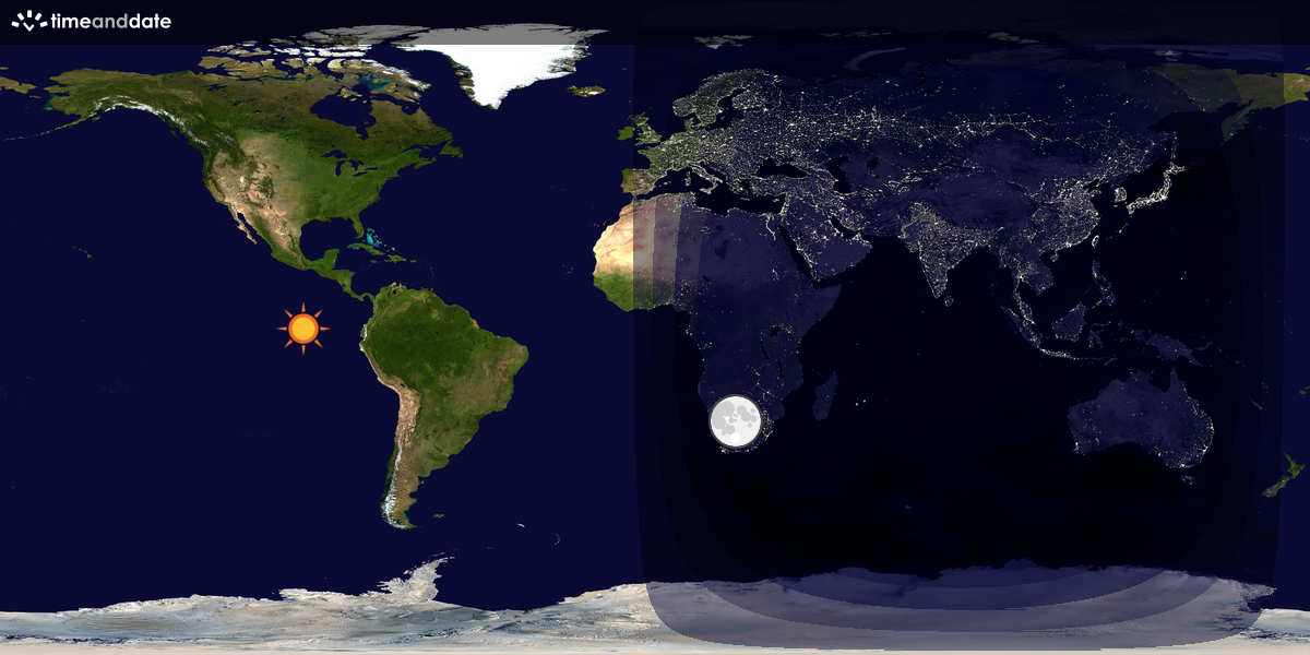 Verdenskart som viser dag og natt 
