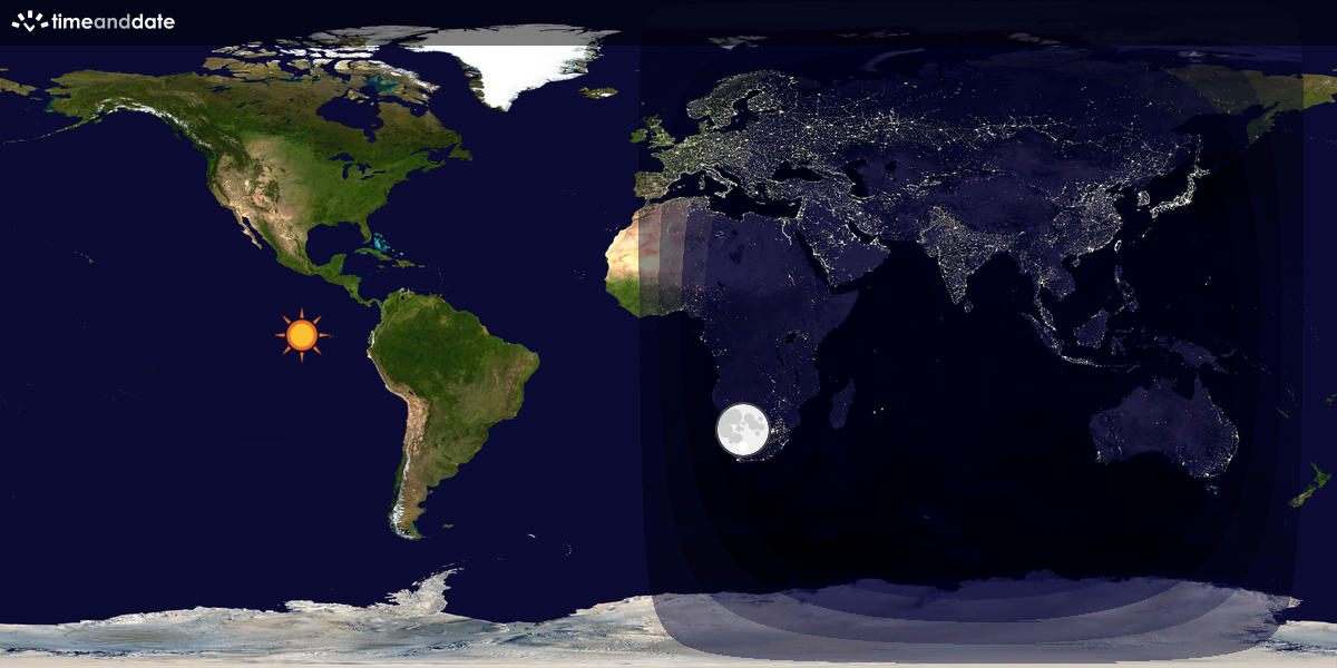 Verdenskart som viser dag og natt 