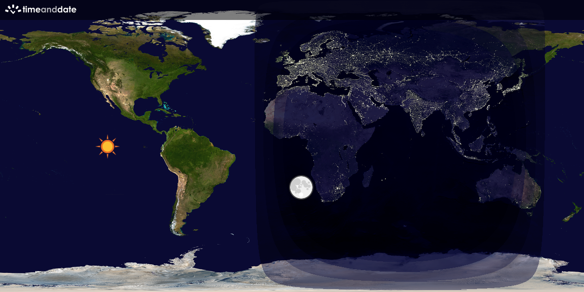Verdenskart som viser dag og natt 