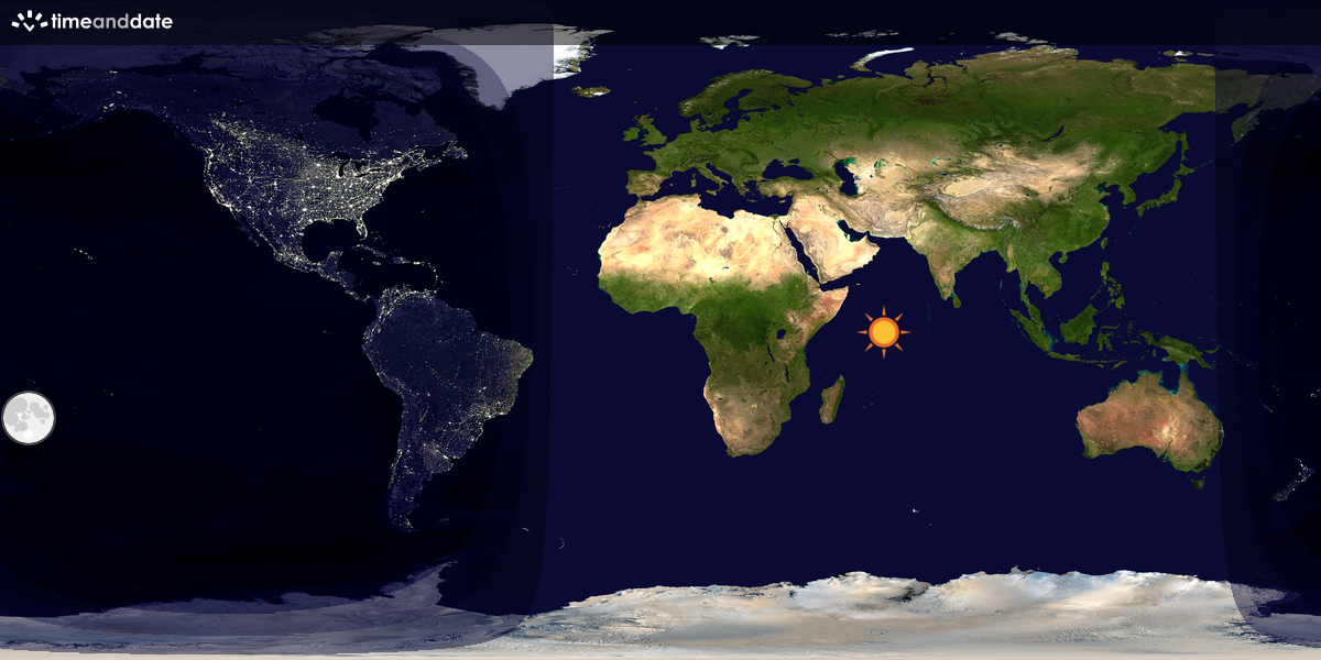 Verdenskart som viser dag og natt 