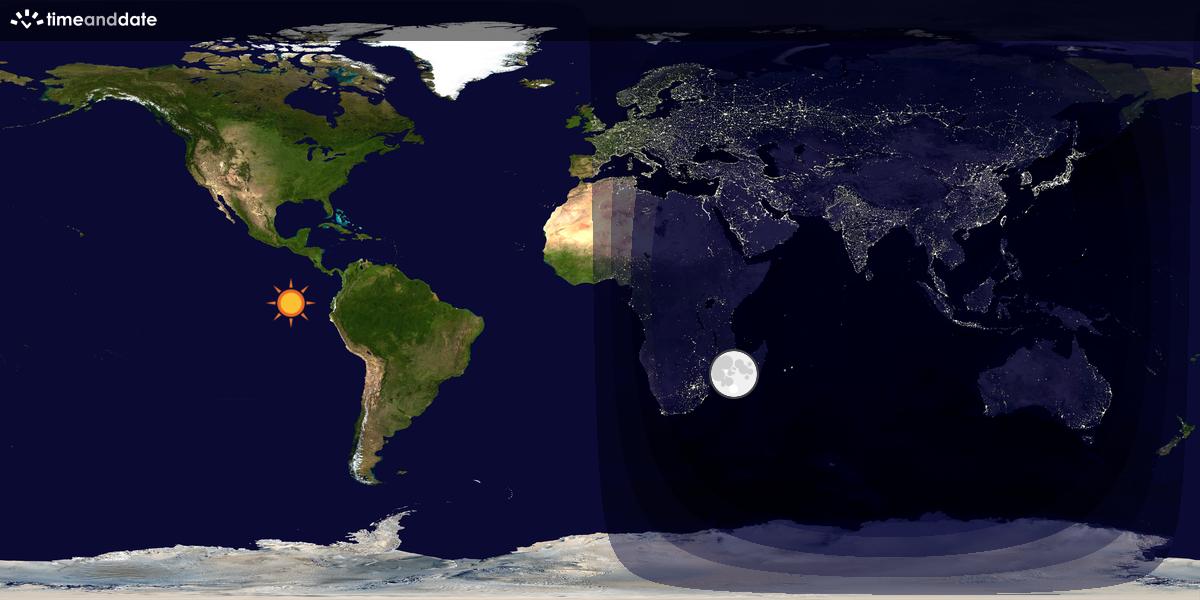 Verdenskart som viser dag og natt 