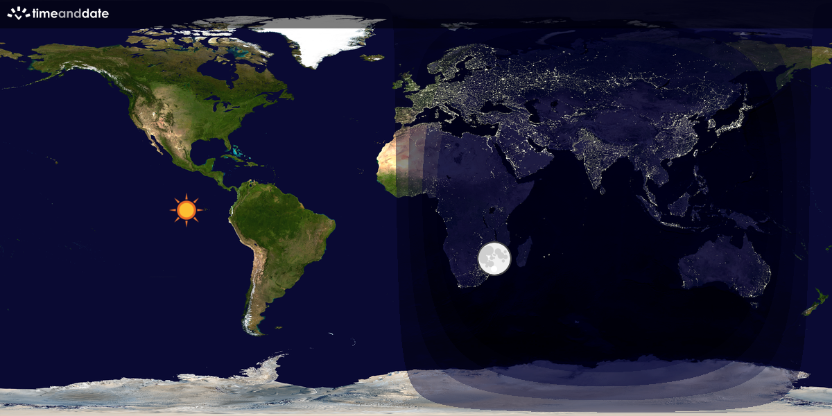 Verdenskart som viser dag og natt 