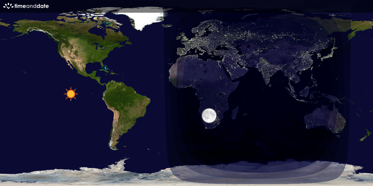 Verdenskart som viser dag og natt 