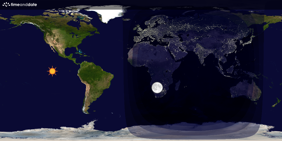 Verdenskart som viser dag og natt 