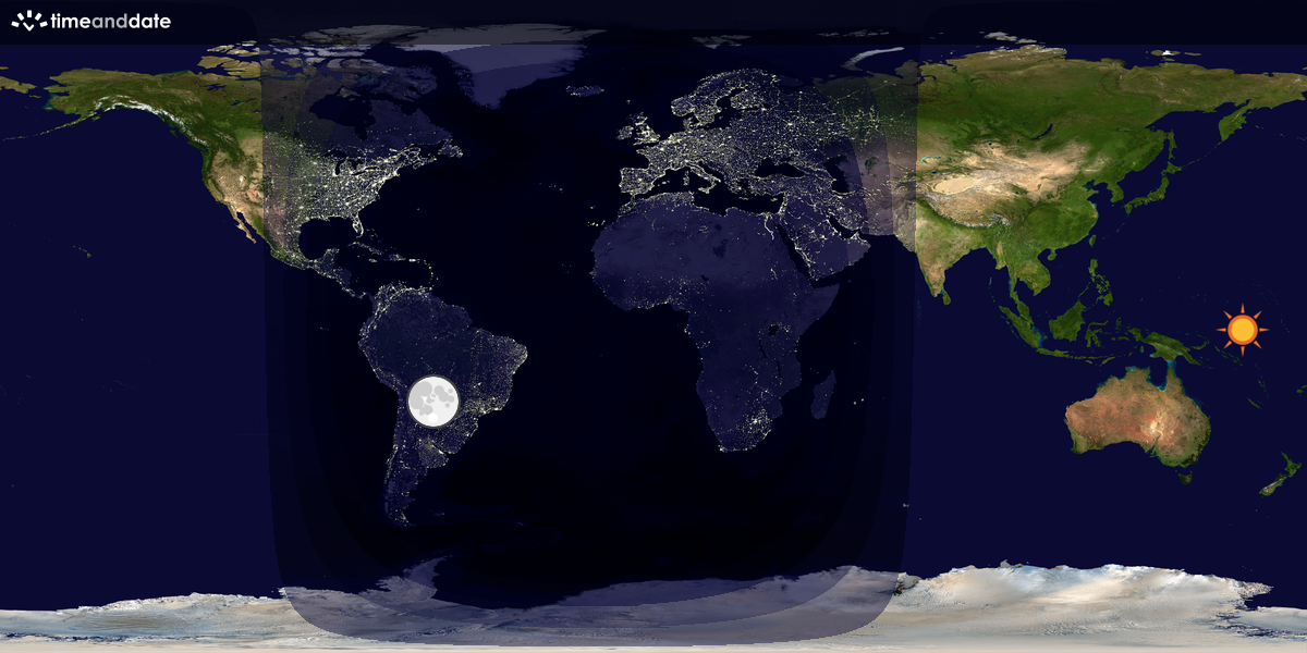 Verdenskart som viser dag og natt 