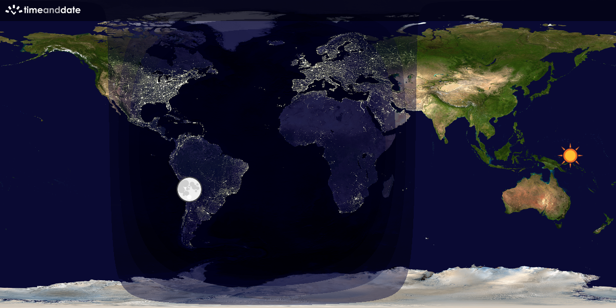 Verdenskart som viser dag og natt 