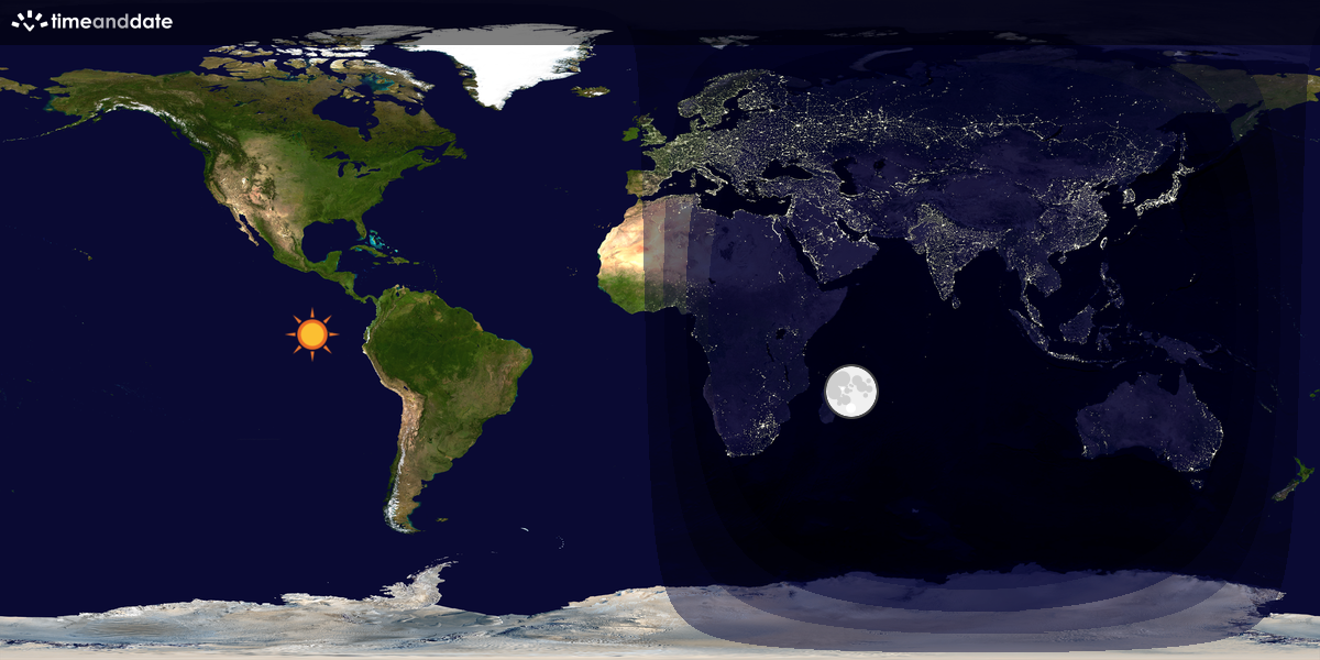 Verdenskart som viser dag og natt 