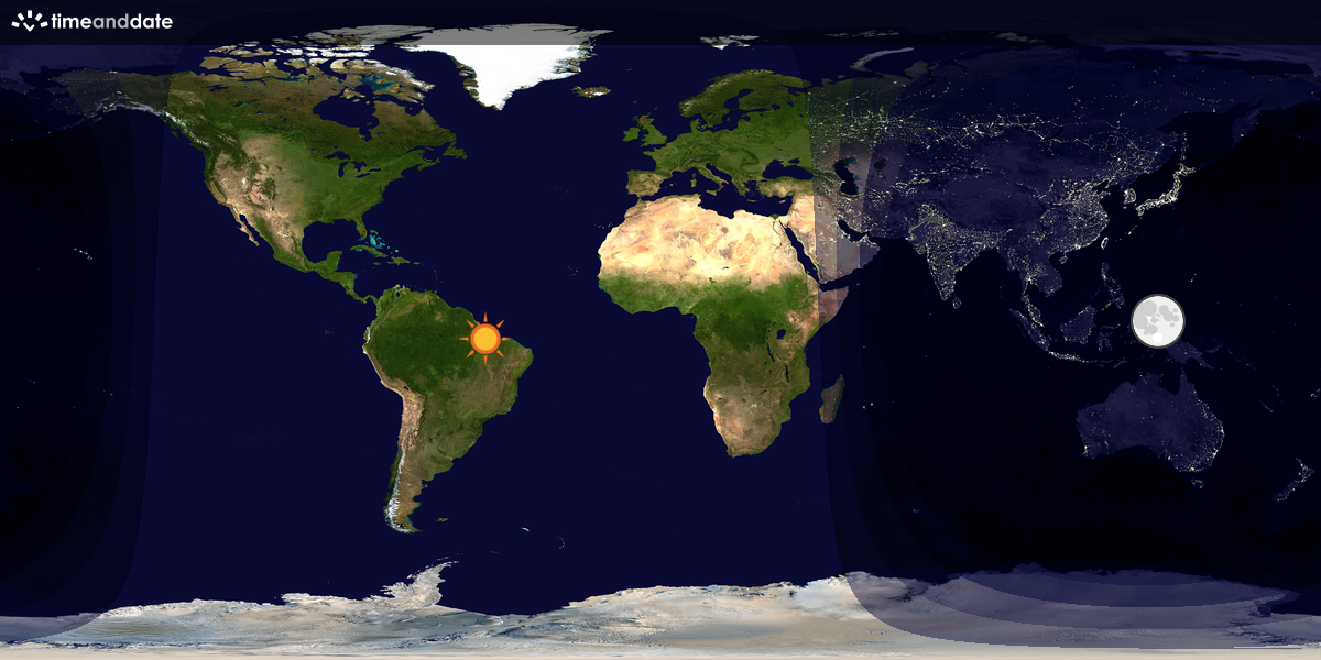 Verdenskart som viser dag og natt 