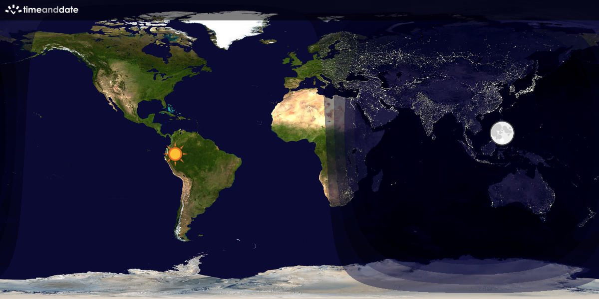 Verdenskart som viser dag og natt 