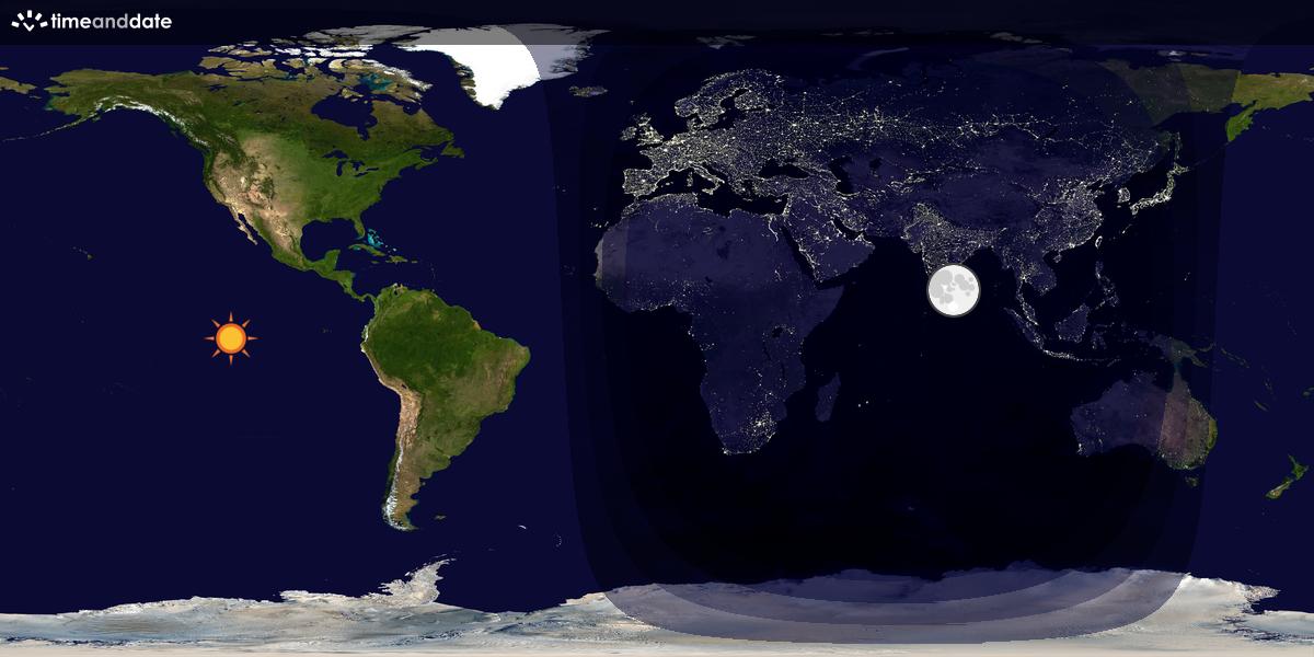 Verdenskart som viser dag og natt 