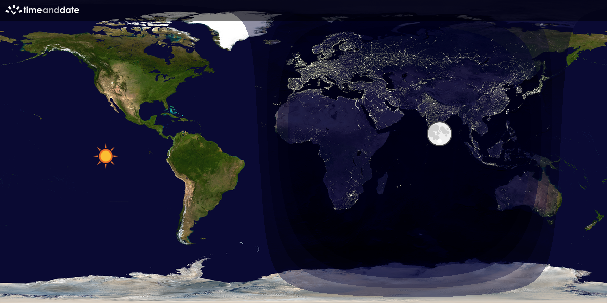 Verdenskart som viser dag og natt 
