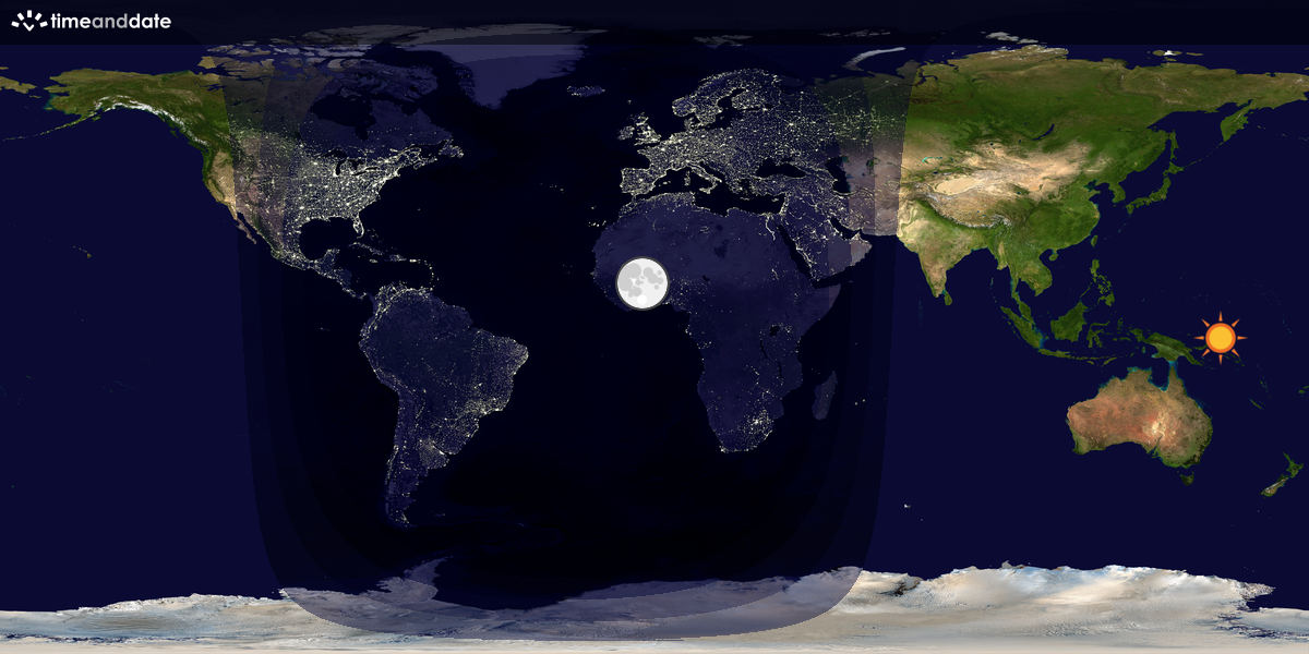Verdenskart som viser dag og natt 