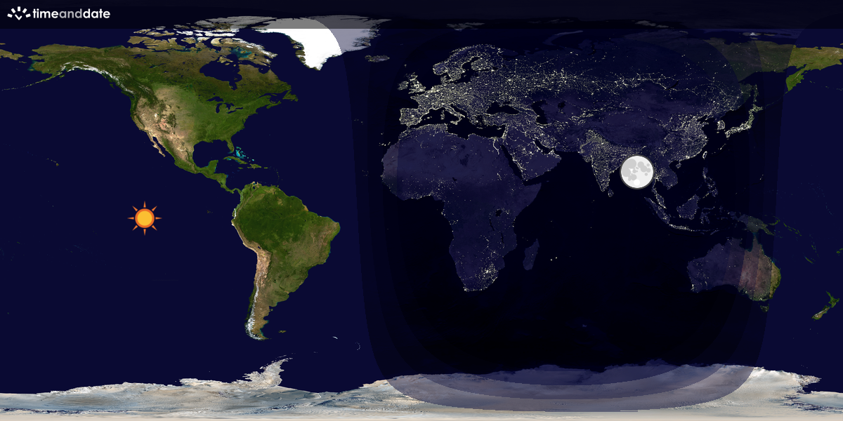 Verdenskart som viser dag og natt 