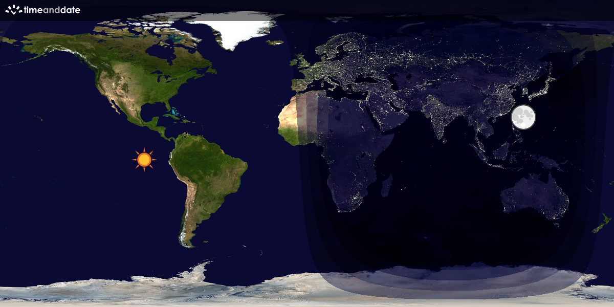 Verdenskart som viser dag og natt 