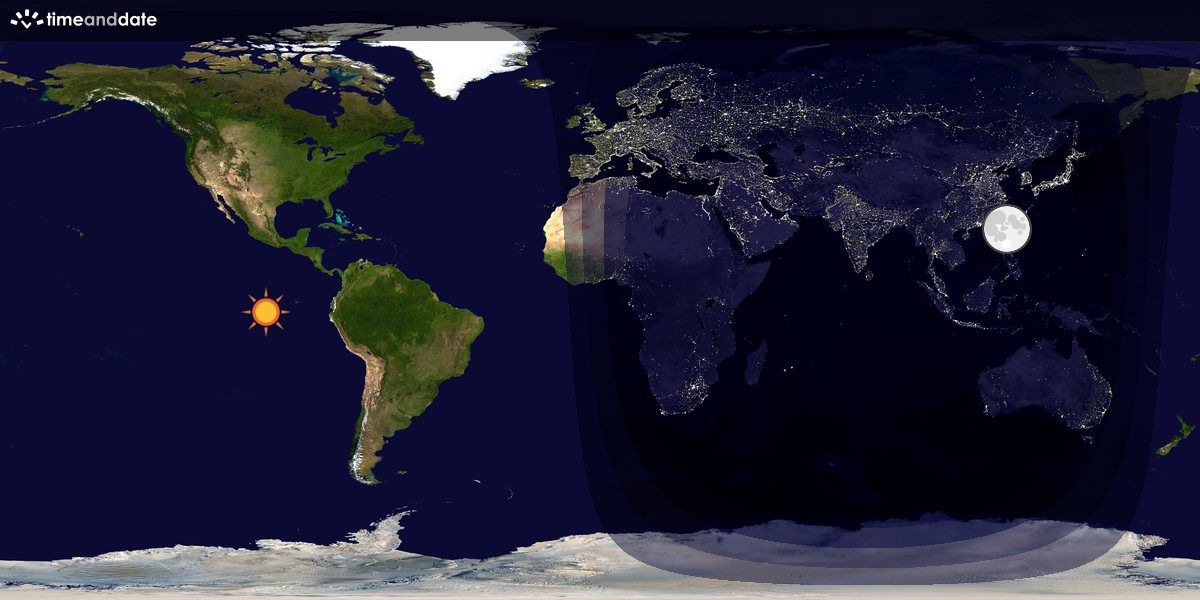 Verdenskart som viser dag og natt 