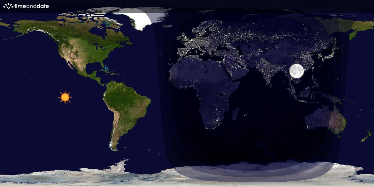 Verdenskart som viser dag og natt 