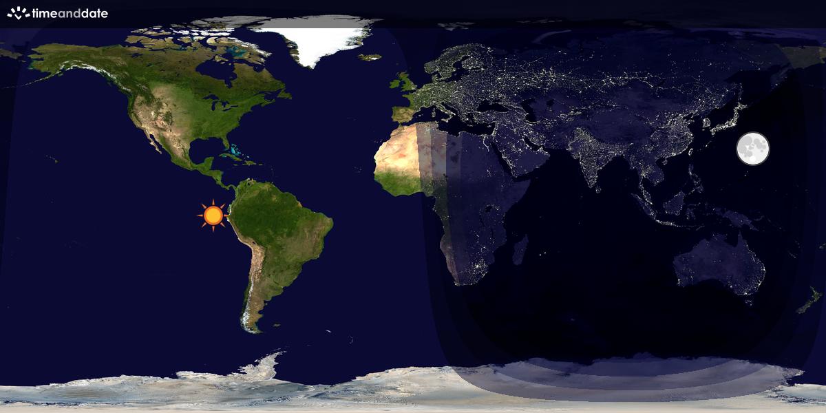 Verdenskart som viser dag og natt 